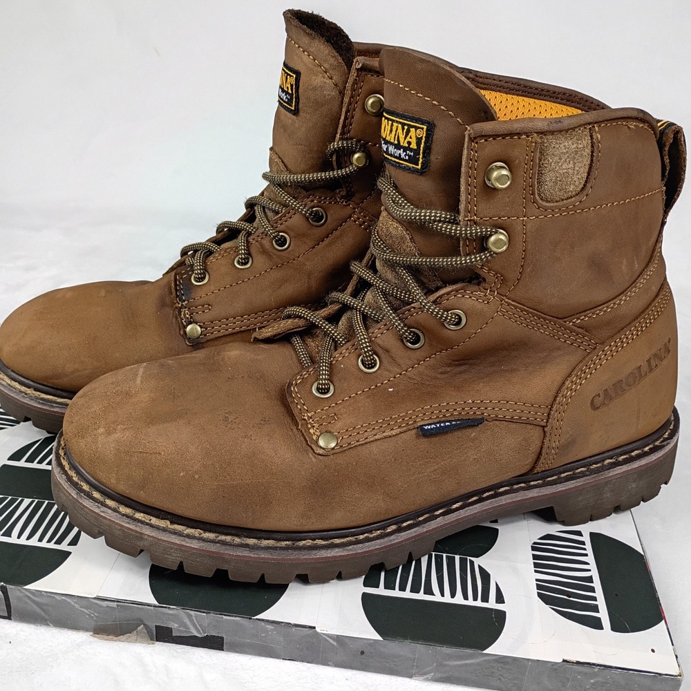 Carolina‎ Waterproof Leather Work Boots Brown Lace Up Lug Sole Mens CA5020